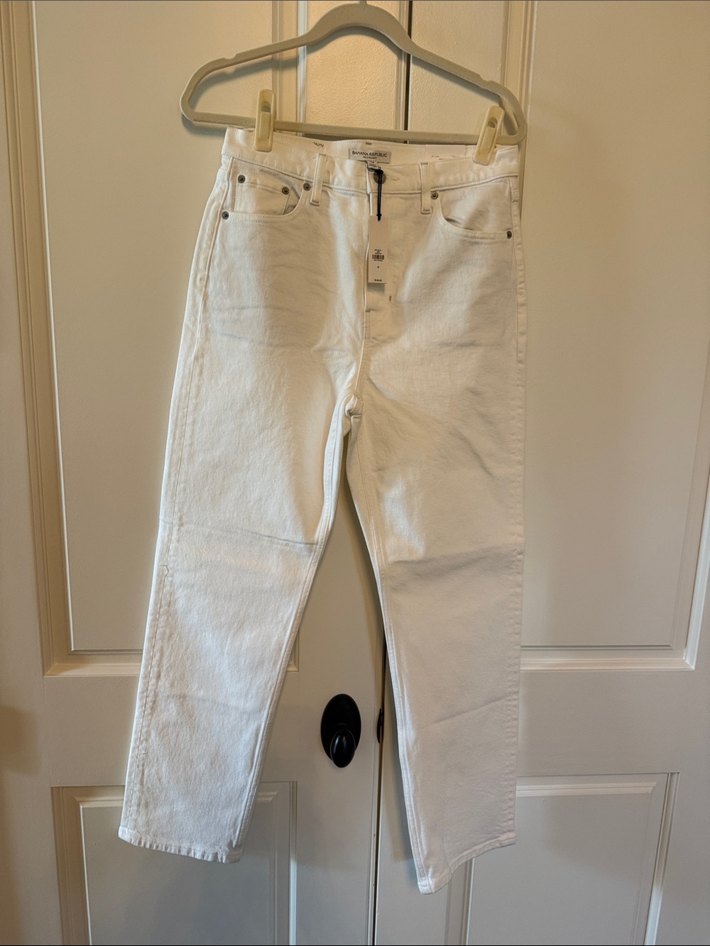 Banana Republic White High-Rise Straight Jeans